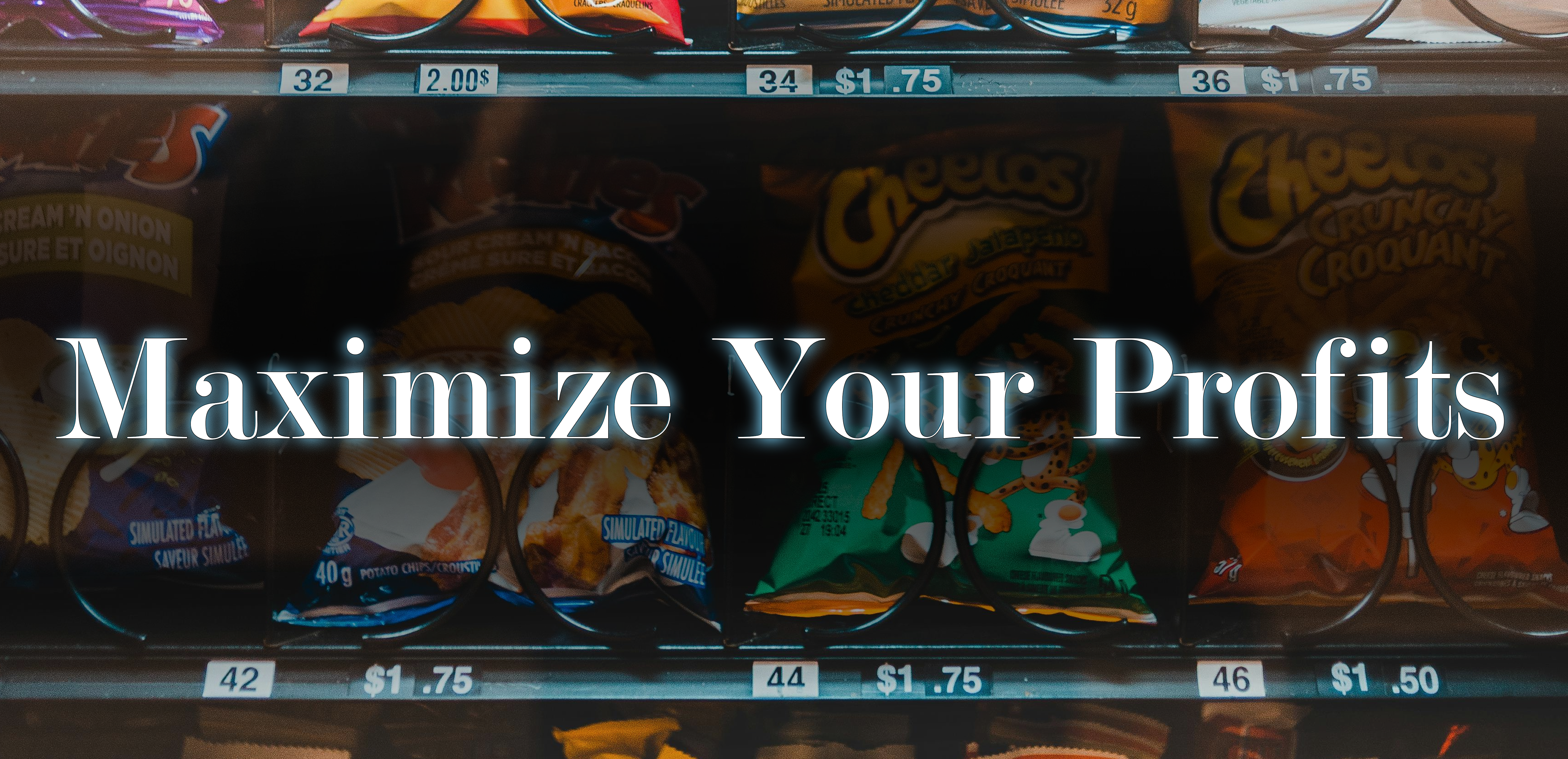 Chips in a vending machine with a title Maximize your Profits